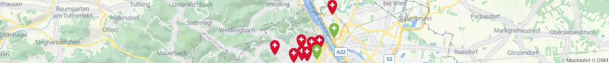Map view for Pharmacies emergency services nearby Josefsdorf (1190 - Döbling, Wien)